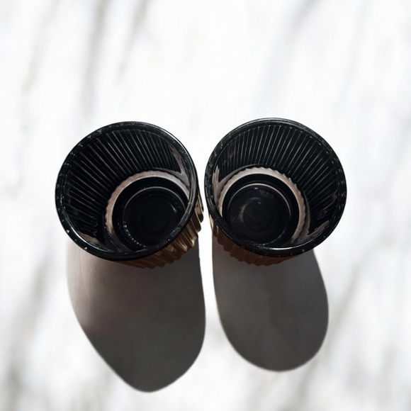 2 Stripe Texture Translucent Black Cups with One Wooden Lid - Picture 6 of 11